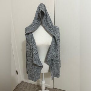 Athleta Blissful Wrap Hoodie Hooded Cardigan Sweater Small Gray Womens